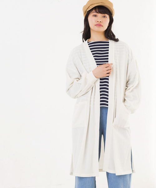 WEGO（ウィゴー）の「WEGO/リブロングカーディガン（カーディガン/ボレロ・レディース・杢グレー/ライトベージュ/ホワイト/ブラック/ライトピンク・FREE）」の2枚目の写真
