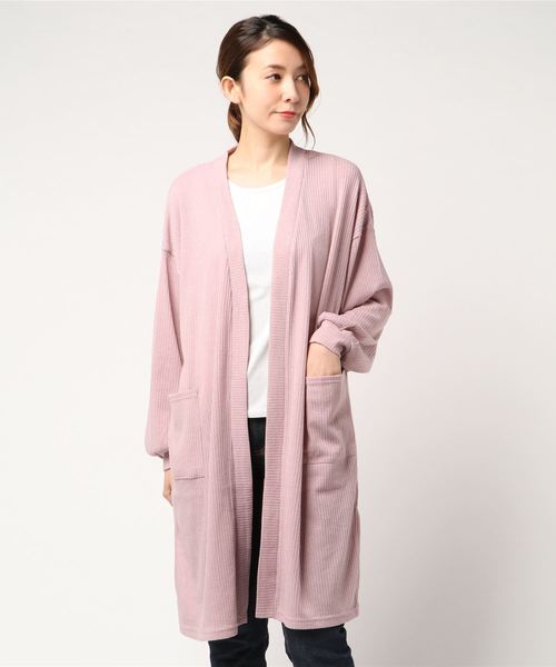 WEGO（ウィゴー）の「WEGO/リブロングカーディガン（カーディガン/ボレロ・レディース・杢グレー/ライトベージュ/ホワイト/ブラック/ライトピンク・FREE）」の16枚目の写真