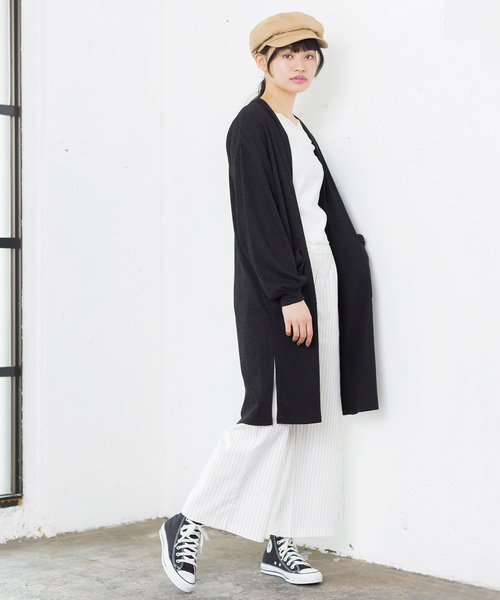 WEGO（ウィゴー）の「WEGO/リブロングカーディガン（カーディガン/ボレロ・レディース・杢グレー/ライトベージュ/ホワイト/ブラック/ライトピンク・FREE）」の12枚目の写真