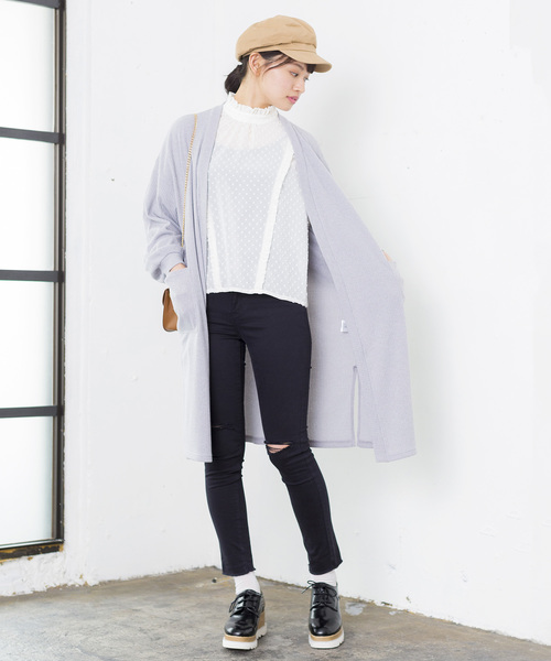 WEGO（ウィゴー）の「WEGO/リブロングカーディガン（カーディガン/ボレロ・レディース・杢グレー/ライトベージュ/ホワイト/ブラック/ライトピンク・FREE）」の15枚目の写真