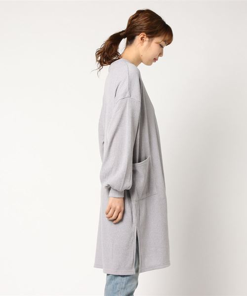 WEGO（ウィゴー）の「WEGO/リブロングカーディガン（カーディガン/ボレロ・レディース・杢グレー/ライトベージュ/ホワイト/ブラック/ライトピンク・FREE）」の7枚目の写真