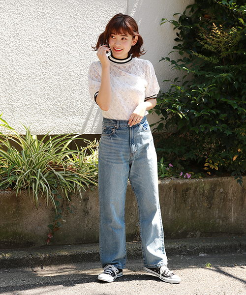 apres jour（アプレジュール）の「ラインレーストップス【ZOZOTOWN限定アイテム】（Tシャツ/カットソー・レディース・ブラック/オフホワイト・フリー）」の7枚目の写真