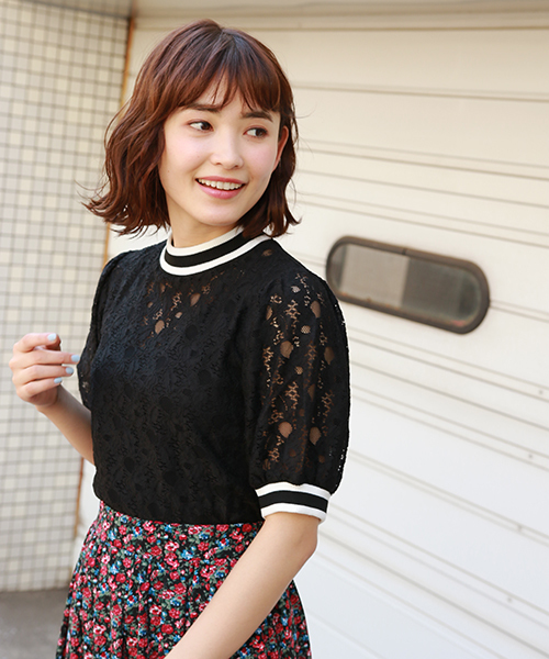 apres jour（アプレジュール）の「ラインレーストップス【ZOZOTOWN限定アイテム】（Tシャツ/カットソー・レディース・ブラック/オフホワイト・フリー）」の9枚目の写真