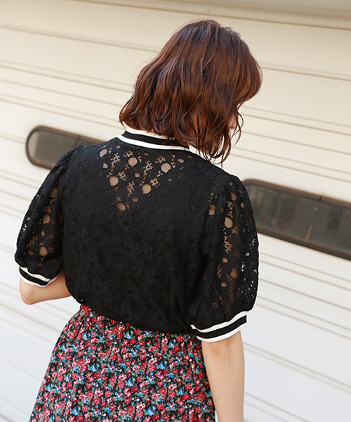 apres jour（アプレジュール）の「ラインレーストップス【ZOZOTOWN限定アイテム】（Tシャツ/カットソー・レディース・ブラック/オフホワイト・フリー）」の11枚目の写真