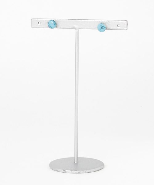 TONE SELECT GOODS(トーンセレクトグッズ)の「【925 SILVER ACC】ストーンラウンドピアス6mmSV925(OG)(ピアス(両耳用)・レディース・ブラック/ターコイズブルー・FREE)」の1枚目の写真