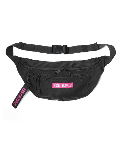 BEN DAVIS ORIGINALS(ベンデイビスオリジナルス)の「BENDAVIS LOGOTAPE WAISTBAG/ベンデイビス ロゴテープ ウエストバッグ(ボディバッグ/ウエストポーチ・レディース・ブラック×ブラック/ブラック×レッド/ブラック×ピンク/ブラック×イエロー/ブラック×パープル・FREE)」の5枚目の写真