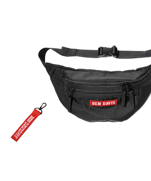 BEN DAVIS ORIGINALS(ベンデイビスオリジナルス)の「BENDAVIS LOGOTAPE WAISTBAG/ベンデイビス ロゴテープ ウエストバッグ(ボディバッグ/ウエストポーチ・レディース・ブラック×ブラック/ブラック×レッド/ブラック×ピンク/ブラック×イエロー/ブラック×パープル・FREE)」の8枚目の写真