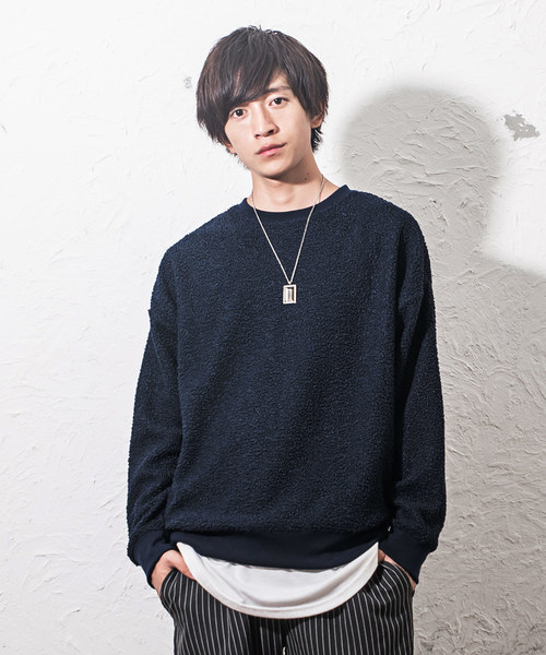 MinoriTY（マイノリティ）の「プードルボアビッグトレーナー ビッグシルエット（スウェット・メンズ・ブラック/ネイビー/グレー/モカ・M/L/XL）」の4枚目の写真