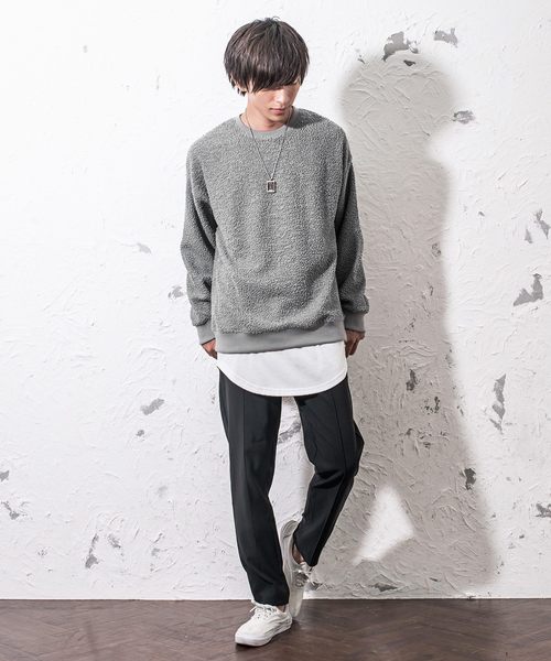 MinoriTY（マイノリティ）の「プードルボアビッグトレーナー ビッグシルエット（スウェット・メンズ・ブラック/ネイビー/グレー/モカ・M/L/XL）」の12枚目の写真