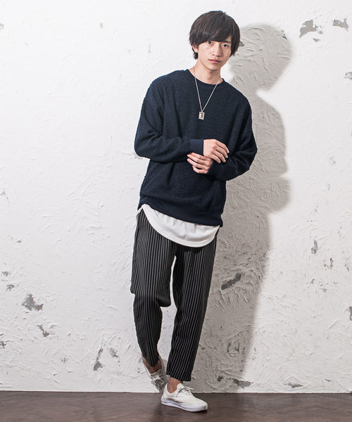 MinoriTY（マイノリティ）の「プードルボアビッグトレーナー ビッグシルエット（スウェット・メンズ・ブラック/ネイビー/グレー/モカ・M/L/XL）」の8枚目の写真