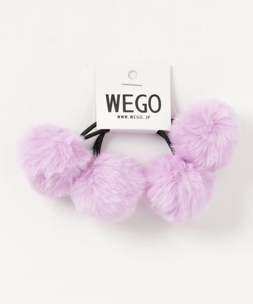 WEGO（ウィゴー）の「WEGO/2Pファーポンポンヘアゴム（ヘアゴム・レディース・ブラック/サックスブルー/キャメル/ライトピンク/ライトパープル/グレー・FREE）」の5枚目の写真