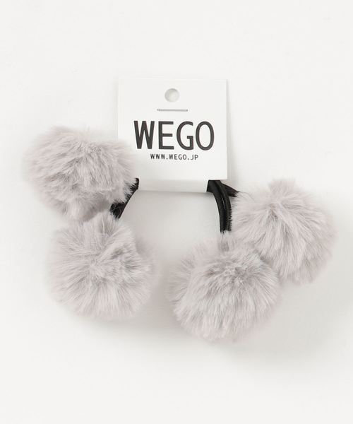 WEGO（ウィゴー）の「WEGO/2Pファーポンポンヘアゴム（ヘアゴム・レディース・ブラック/サックスブルー/キャメル/ライトピンク/ライトパープル/グレー・FREE）」の3枚目の写真