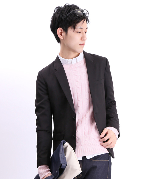 WEGO（ウィゴー）の「WEGO/テーラードジャケット（テーラードジャケット・メンズ・ブラック/ブルー系その他/ネイビー・SMALL/LARGE/MEDIUM）」の2枚目の写真