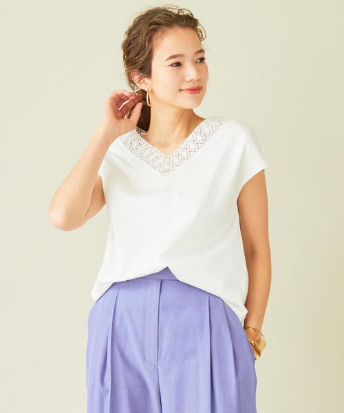 BEAUTY&YOUTH UNITEDARROWS(ビューティアンドユース ユナイテッドアローズ) 半袖カットソー レディース - 白 Vネック BEAUTY&YOUTH UNITED ARROWS（ビューティーアンドユース