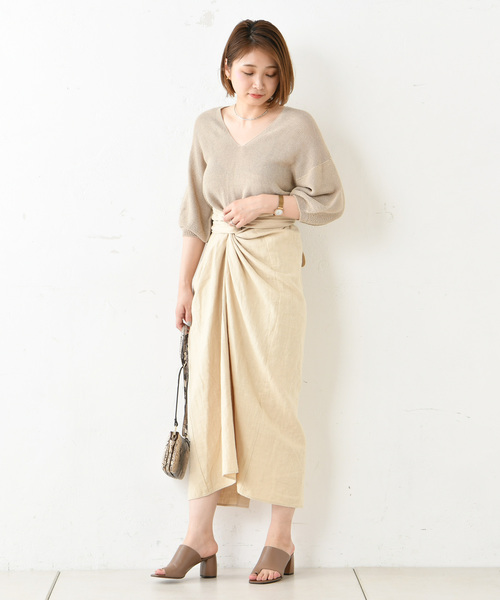 DouDou（ドゥドゥ）の「袖ボリュームVプルオーバー（ニット/セーター・レディース・ベージュ/ブラック/ブラウン・FREE）」の22枚目の写真