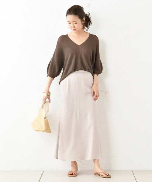 DouDou（ドゥドゥ）の「袖ボリュームVプルオーバー（ニット/セーター・レディース・ベージュ/ブラック/ブラウン・FREE）」の13枚目の写真