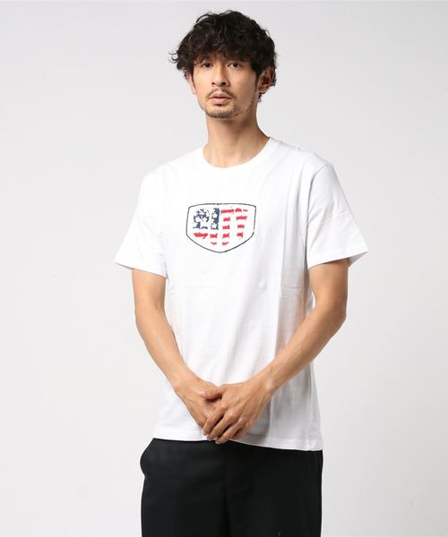 Blue Standard (ブルースタンダード)の「【BLUE STANDARD】サガラ刺繍Tシャツ ワッペン刺繍(Tシャツ/カットソー・メンズ・ホワイト/ブラック/ホワイト系その他/グレー系その他・MEDIUM/LARGE/X-LARGE)」の3枚目の写真