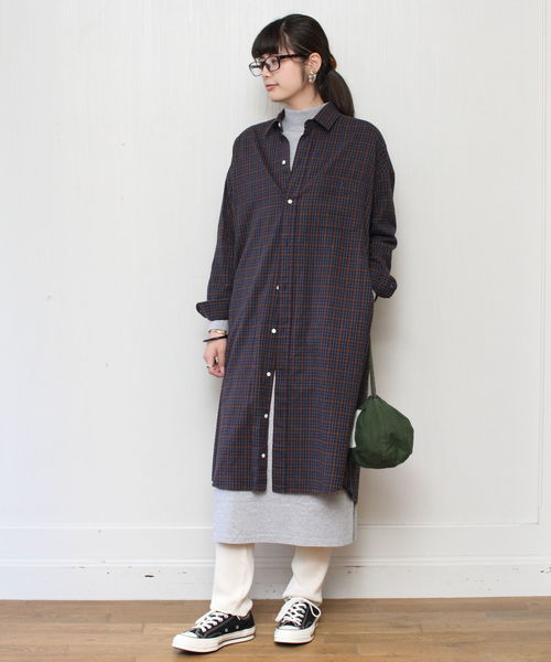 GYMPHLEX(ジムフレックス)の「GYMPHLEX / ジムフレックス ビエラシャツワンピース #J-1176(シャツワンピース・レディース・レッド/ブラウン/グレー・14)」の12枚目の写真