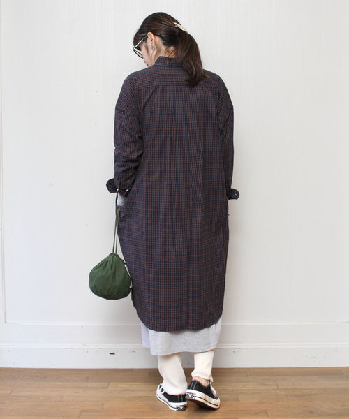 GYMPHLEX(ジムフレックス)の「GYMPHLEX / ジムフレックス ビエラシャツワンピース #J-1176(シャツワンピース・レディース・レッド/ブラウン/グレー・14)」の6枚目の写真
