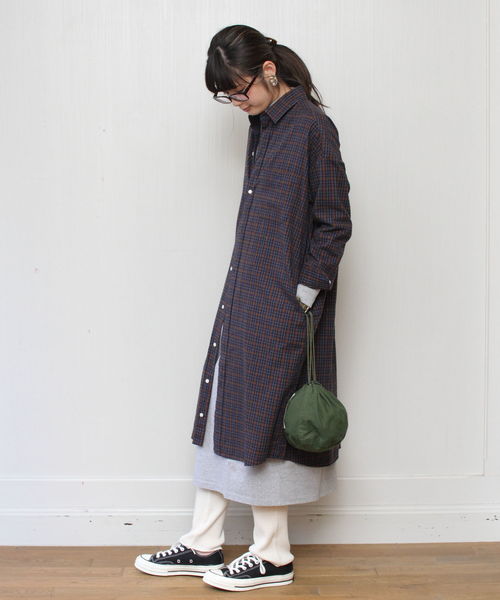 GYMPHLEX(ジムフレックス)の「GYMPHLEX / ジムフレックス ビエラシャツワンピース #J-1176(シャツワンピース・レディース・レッド/ブラウン/グレー・14)」の8枚目の写真