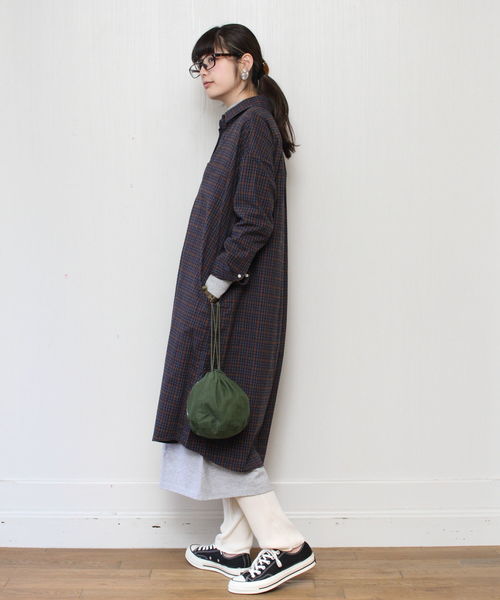 GYMPHLEX(ジムフレックス)の「GYMPHLEX / ジムフレックス ビエラシャツワンピース #J-1176(シャツワンピース・レディース・レッド/ブラウン/グレー・14)」の9枚目の写真