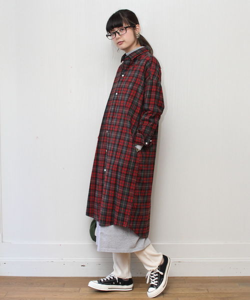 GYMPHLEX(ジムフレックス)の「GYMPHLEX / ジムフレックス ビエラシャツワンピース #J-1176(シャツワンピース・レディース・レッド/ブラウン/グレー・14)」の19枚目の写真