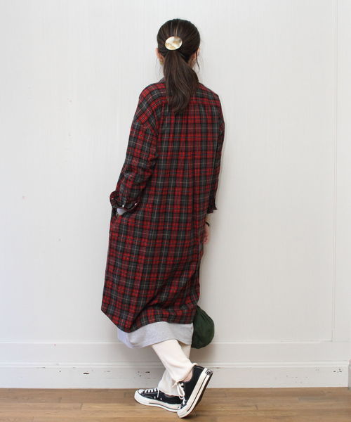 GYMPHLEX(ジムフレックス)の「GYMPHLEX / ジムフレックス ビエラシャツワンピース #J-1176(シャツワンピース・レディース・レッド/ブラウン/グレー・14)」の20枚目の写真