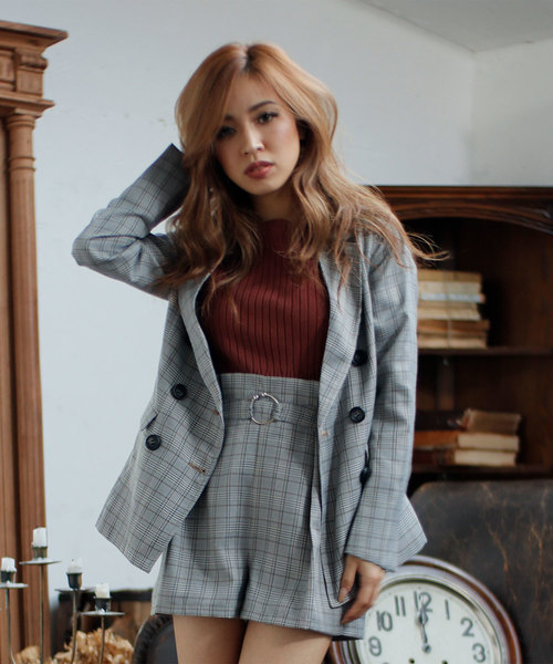 LIPSERVICE(リップサービス)の「リングバックルHWチェックショートパンツ(パンツ)」|ブラック