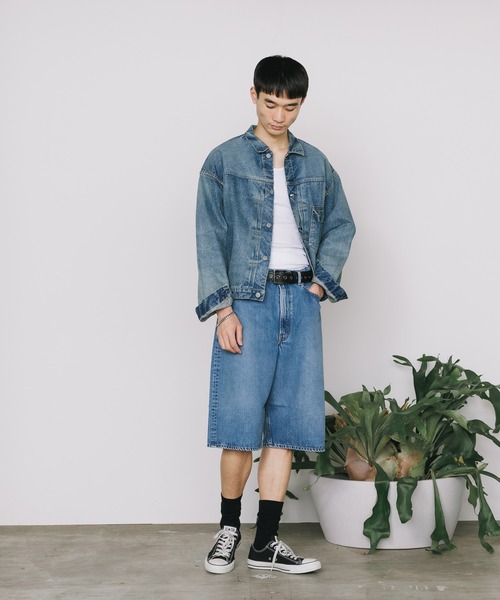 orslow/オアスロウ TYPE1 40'S PLEATED FRONT BLOUSE USED WASH デニム