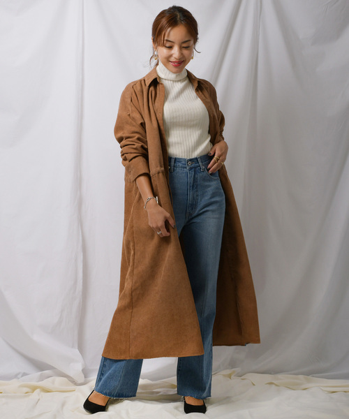 Ambre Neige(アンブルネージュ)の「コーデュロイシャツワンピース【WEB/EC限定商品】(ワンピース・レディース・ダークブラウン/アイボリー・FREE)」の3枚目の写真