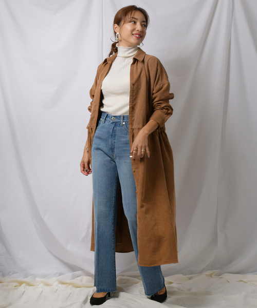 Ambre Neige(アンブルネージュ)の「コーデュロイシャツワンピース【WEB/EC限定商品】(ワンピース・レディース・ダークブラウン/アイボリー・FREE)」の4枚目の写真