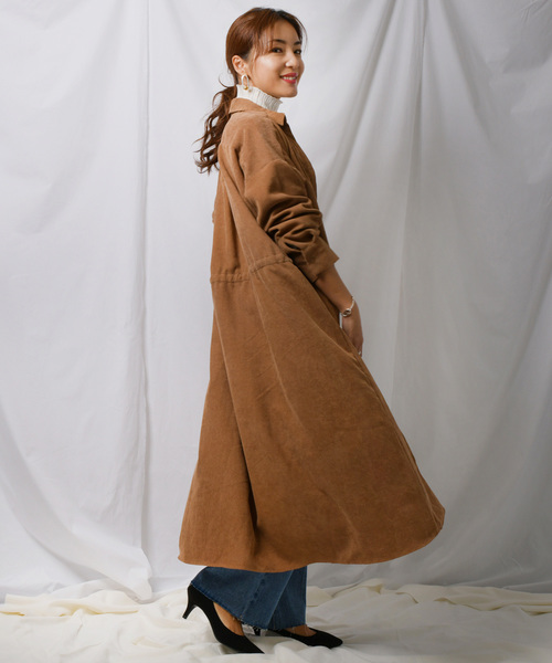 Ambre Neige(アンブルネージュ)の「コーデュロイシャツワンピース【WEB/EC限定商品】(ワンピース・レディース・ダークブラウン/アイボリー・FREE)」の6枚目の写真