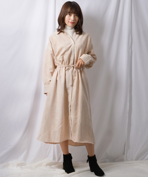 Ambre Neige(アンブルネージュ)の「コーデュロイシャツワンピース【WEB/EC限定商品】(ワンピース・レディース・ダークブラウン/アイボリー・FREE)」の8枚目の写真