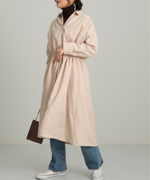 Ambre Neige(アンブルネージュ)の「コーデュロイシャツワンピース【WEB/EC限定商品】(ワンピース・レディース・ダークブラウン/アイボリー・FREE)」の11枚目の写真