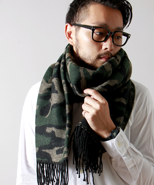 WEGO（ウィゴー）の「WEGO/カモフラストール（ストール/ショール・メンズ・カーキ/ネイビー・FREE）」の7枚目の写真