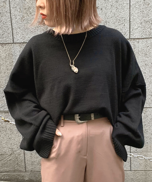 apres jour mignon（アプレジュールミニョン）の「ボックス袖ショートゆるニット【ZOZOTOWN限定アイテム】（ニット/セーター・レディース・ブラック/カーキ/ボルドー/モカ/ライトベージュ・フリー）」の7枚目の写真