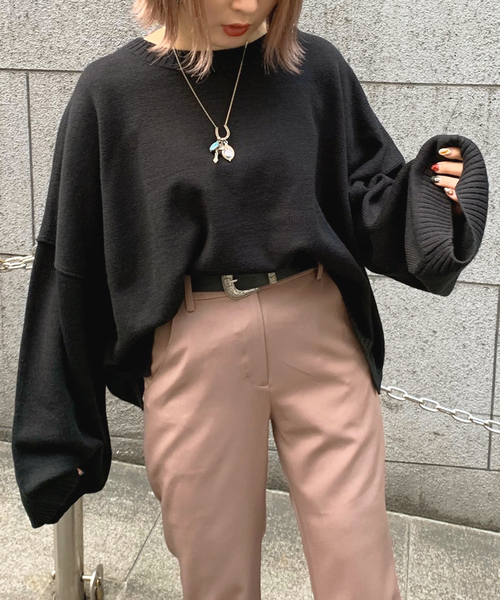 apres jour mignon（アプレジュールミニョン）の「ボックス袖ショートゆるニット【ZOZOTOWN限定アイテム】（ニット/セーター・レディース・ブラック/カーキ/ボルドー/モカ/ライトベージュ・フリー）」の9枚目の写真