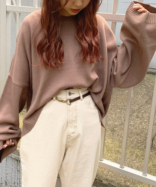 apres jour mignon（アプレジュールミニョン）の「ボックス袖ショートゆるニット【ZOZOTOWN限定アイテム】（ニット/セーター・レディース・ブラック/カーキ/ボルドー/モカ/ライトベージュ・フリー）」の15枚目の写真