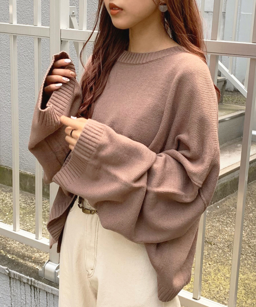 apres jour mignon（アプレジュールミニョン）の「ボックス袖ショートゆるニット【ZOZOTOWN限定アイテム】（ニット/セーター・レディース・ブラック/カーキ/ボルドー/モカ/ライトベージュ・フリー）」の17枚目の写真