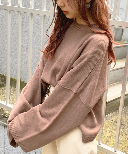 apres jour mignon（アプレジュールミニョン）の「ボックス袖ショートゆるニット【ZOZOTOWN限定アイテム】（ニット/セーター・レディース・ブラック/カーキ/ボルドー/モカ/ライトベージュ・フリー）」の18枚目の写真