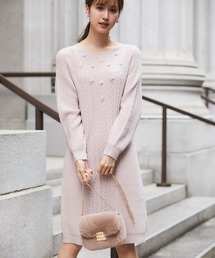 tocco closet | パールビジュー装飾ケーブル編みニットワンピース(ワンピース)