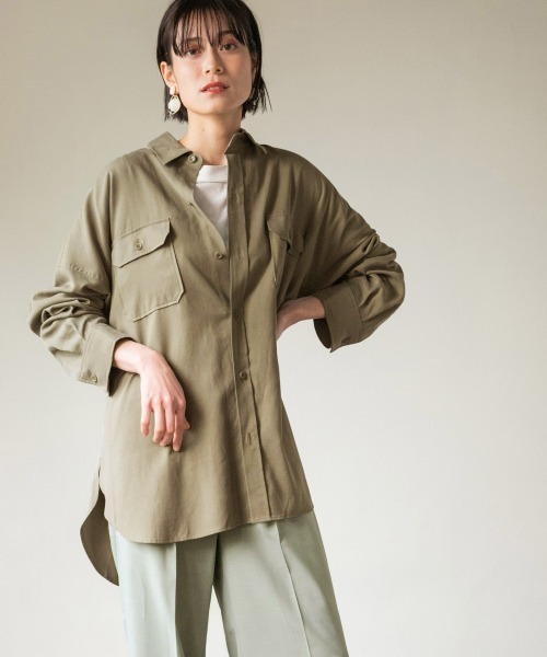 LOWRYS FARM（ローリーズファーム）の「テンセルＣＰＯシャツ　869350（シャツ/ブラウス・レディース・ブルー/グリーン/アイボリー/チャコールグレー・FREE）」の3枚目の写真