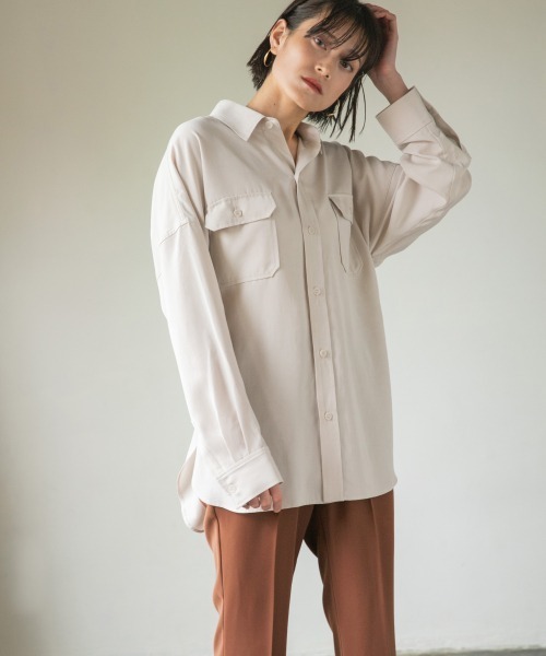 LOWRYS FARM（ローリーズファーム）の「テンセルＣＰＯシャツ　869350（シャツ/ブラウス・レディース・ブルー/グリーン/アイボリー/チャコールグレー・FREE）」の6枚目の写真