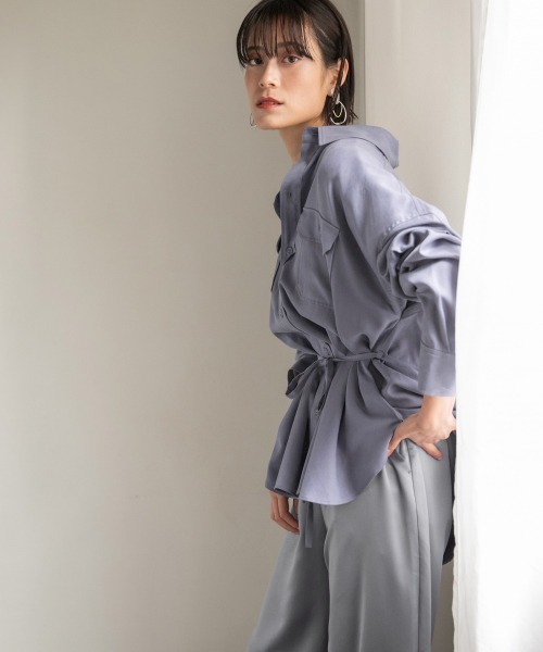 LOWRYS FARM（ローリーズファーム）の「テンセルＣＰＯシャツ　869350（シャツ/ブラウス・レディース・ブルー/グリーン/アイボリー/チャコールグレー・FREE）」の8枚目の写真