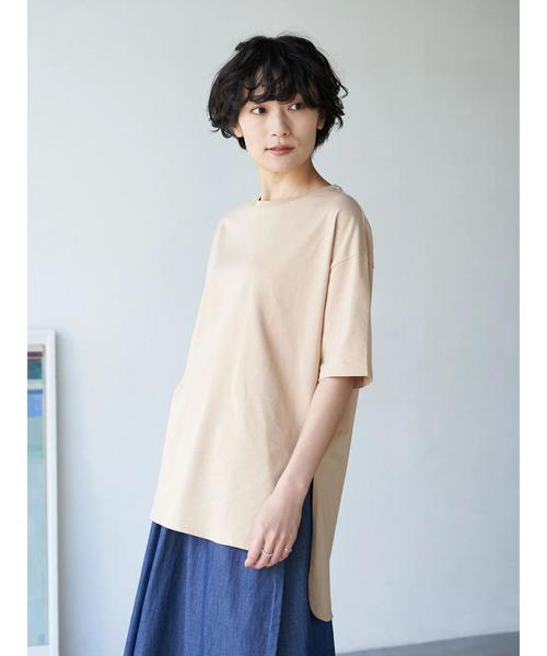 AMERICAN HOLIC（アメリカンホリック）の「前後差スクエアカットチュニック（Tシャツ/カットソー・レディース・オフホワイト/チャコールグレー/ベージュ/サックスブルー・FREE）」の12枚目の写真