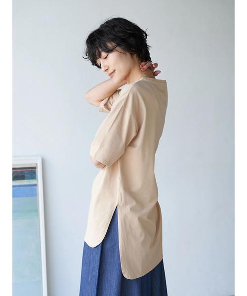 AMERICAN HOLIC（アメリカンホリック）の「前後差スクエアカットチュニック（Tシャツ/カットソー・レディース・オフホワイト/チャコールグレー/ベージュ/サックスブルー・FREE）」の13枚目の写真