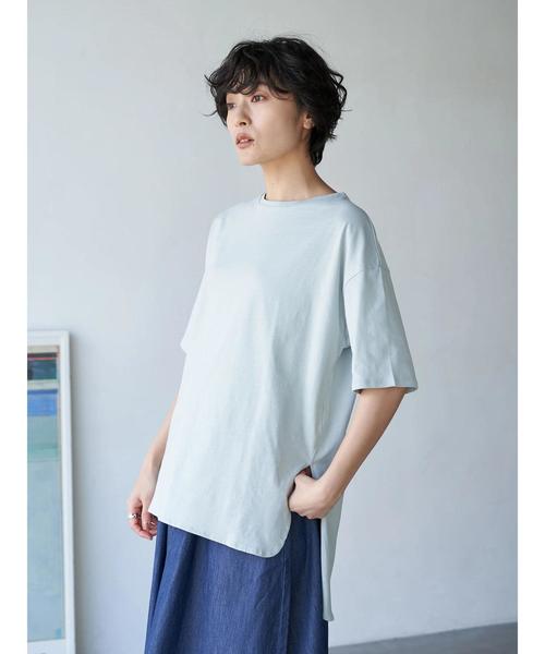 AMERICAN HOLIC（アメリカンホリック）の「前後差スクエアカットチュニック（Tシャツ/カットソー・レディース・オフホワイト/チャコールグレー/ベージュ/サックスブルー・FREE）」の14枚目の写真