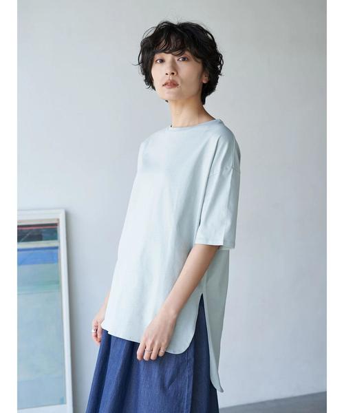 AMERICAN HOLIC（アメリカンホリック）の「前後差スクエアカットチュニック（Tシャツ/カットソー・レディース・オフホワイト/チャコールグレー/ベージュ/サックスブルー・FREE）」の15枚目の写真