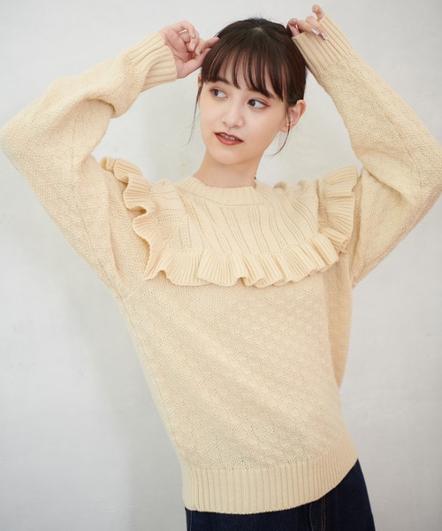 ニット/セーター MILKFED. - MILKFED. RUFFLE KNIT TOP MILKFED.（ミルクフェド）の「RUFFLE KNIT TOP（ニット/セーター