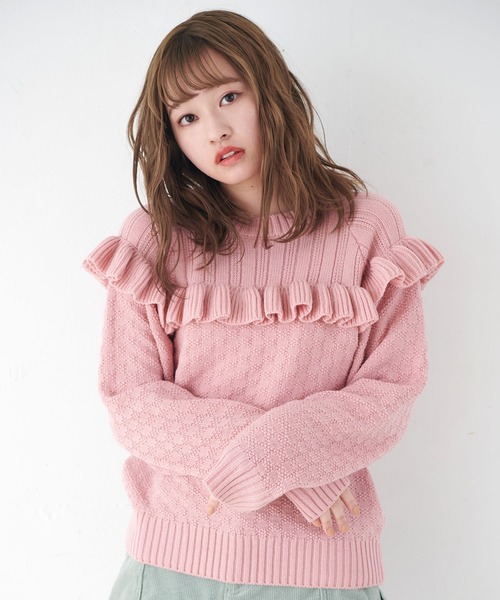 ニット/セーター MILKFED. - MILKFED. RUFFLE KNIT TOP MILKFED.（ミルクフェド）の「RUFFLE KNIT TOP（ニット/セーター